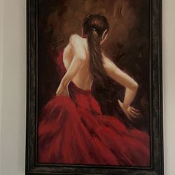 Canvas Painting With Custom Wood Frame  Flamenco Art In Different Size 