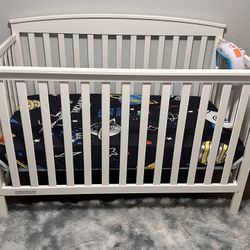 Delta White Hanover 6-in-1 Crib With Mattress 