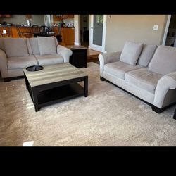 Living Room Set – Couch + Loveseat + 3 Tables