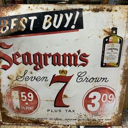 Vintage Metal Seagram’s 7 Sign