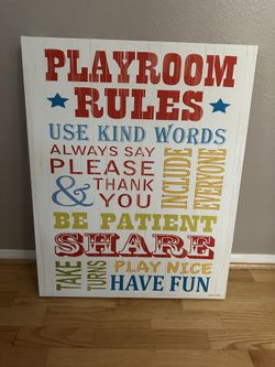 New Playroom Rules Sign