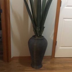 Artificial Spiked Agave Plant And Ceramic Vases
