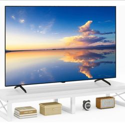 45" Large TV Riser for 32-60 inch TV,Tabletop Short TV Stand with Storage and Steel Legs,TV Riser Stand for Home,Bedroom,Living Room,White TVT002W