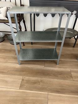 2 Galvanized metal plant stand shelves $30