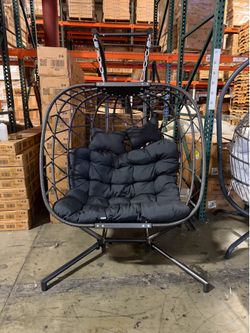 New Assembled 700lbs Capacity Double Egg Chair Swing with Stand
