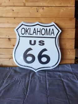 Oklahoma Route 66 Embossed Steel Sign 12"×12"