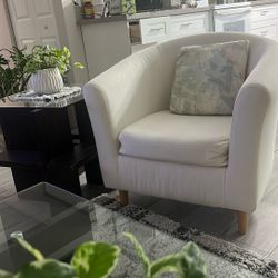 ONE ARMCHAIR WITH A GLASS TABLE