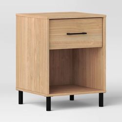 Wood and Metal Nightstand Natural Wood - Room Essentialsâ„¢
