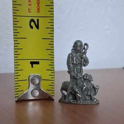 Vintage Small  Pewter Good Shepherd Statue