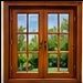 Wooden Framed Window with Glass Panes