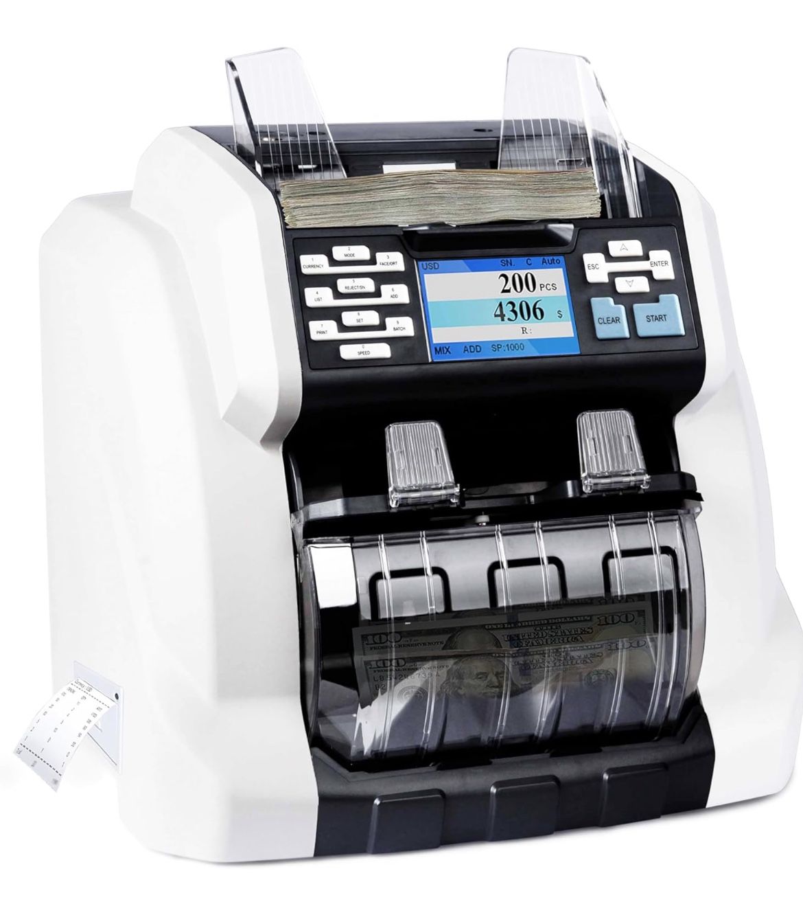 Ribao BCS-160 Money Counter With Counterfeit Detection, Printer, And Bill Sorter