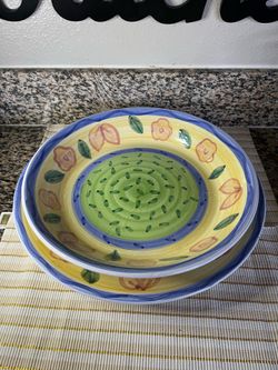 Hand-Painted Ceramic Deep Plates – Set of 2 (12"