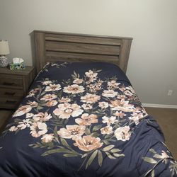 Queen Bed, Dresser, and Nightstand Set (Mattress and Boxspring Included)