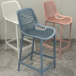 Outdoor Bar Stools (Pink, Blue & White — 3 Sets of 4)