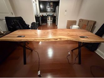 Solid Wood Desk – Built-In Power and USB Outlets