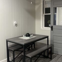 Brand New Grey/black Dining Set (Bench Style)