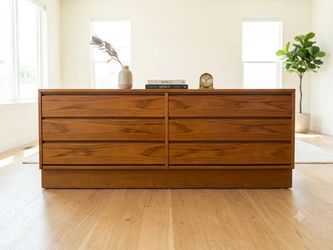 Vintage Danish Modern Teak Six Drawer Bedroom Dresser