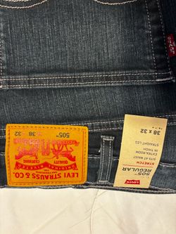 NWT Levi's 505 Regular Fit Jeans - Men's Size 38x32 Dark Wash Stretch