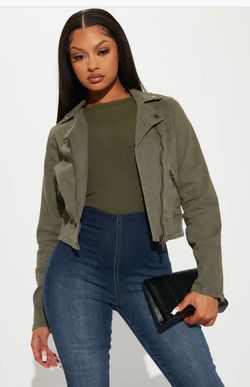 Fashion nova ride for me jacket olive size xs