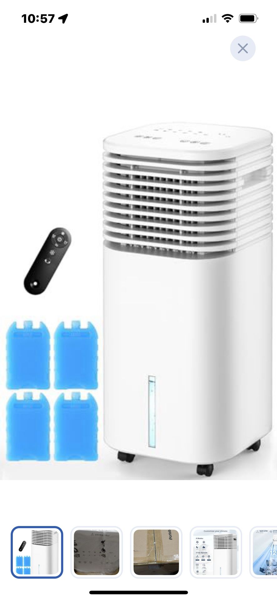 “New”4 In 1  Oscillating  Portable On Wheels Air Conditioner (4 Modes,3 Speed,15H Timer Smart Shut Off,remote(retail$129)