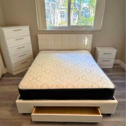 QUEEN Size Bed Frame With Mattress New Bedroom Furniture Cama Queen Size Bed With Storage  Bedroom Furniture With Chest And Nightstand Juego De Cuarto