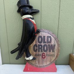 Vintage Old Crow Bourbon Stand-Up Sign