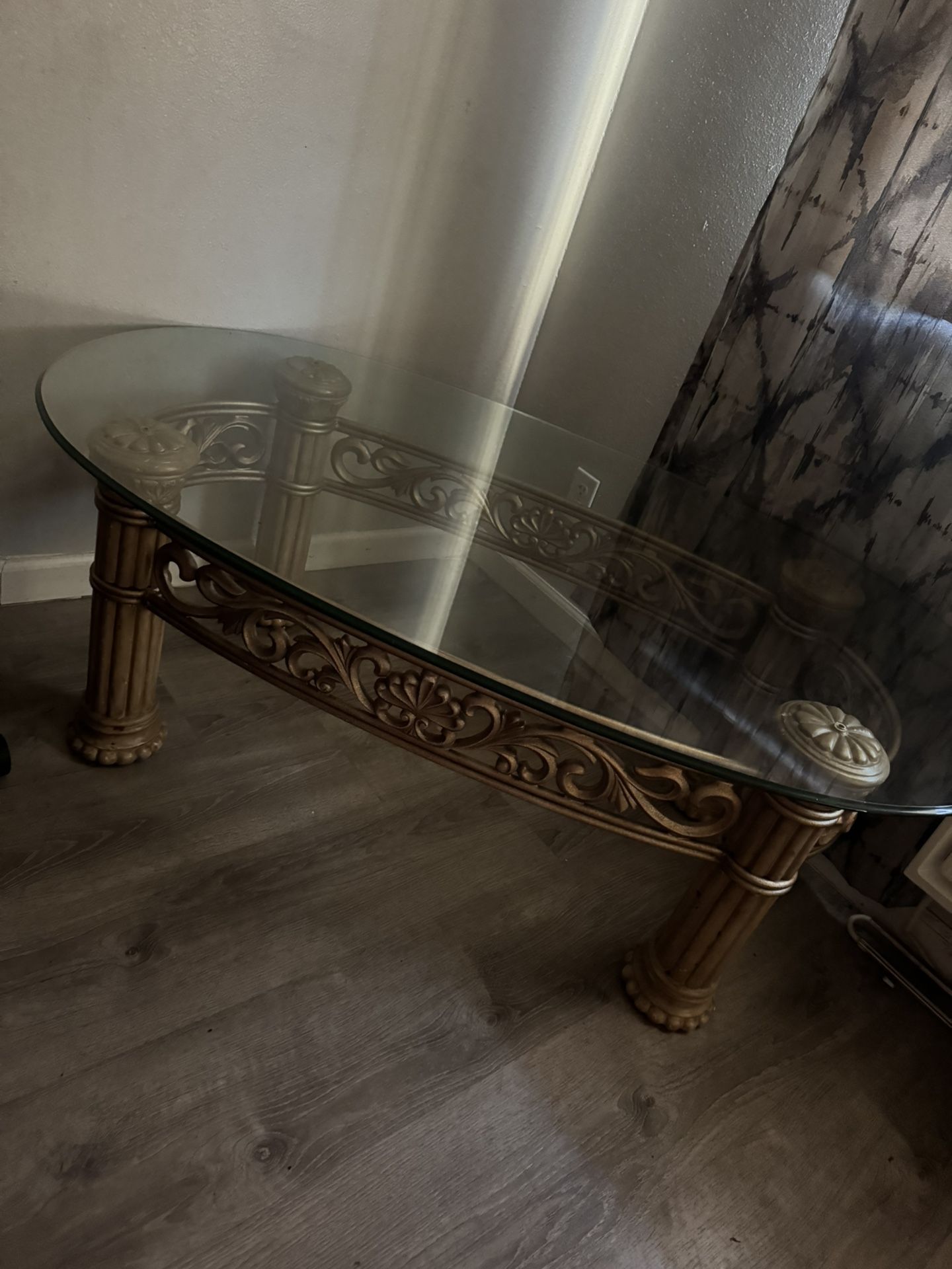 Gold Glass Coffee Table / Living Room Table