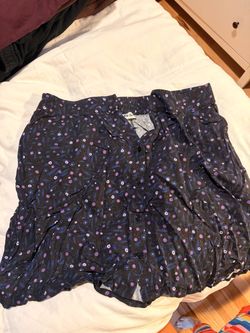 Black Midi Skirt with Purple Florals