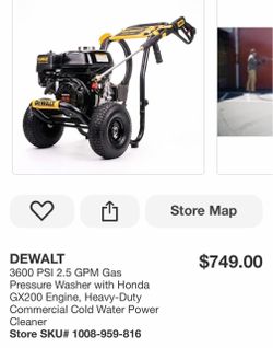 DEWALT 3600 PSI 2.5 GPM Gas Pressure Washer with Honda GX200 Engine, Heavy-Duty Commercial Cold Water Power Cleaner