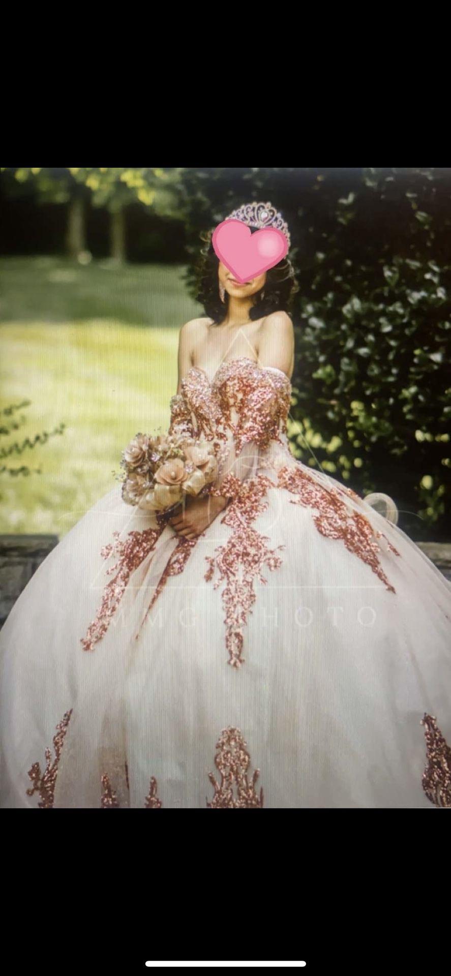 Beautiful HeartShaped Champagne Quinceanera Dress  