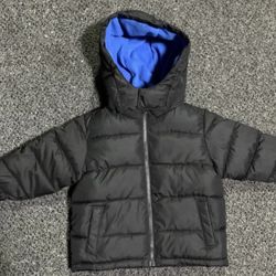 Faded Glory toddler boy size 12 month hooded winter fleece lined puffer jacket coat - worn once like new 