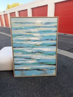 Large Signed Textured Abstract Canvas Painting – Framed