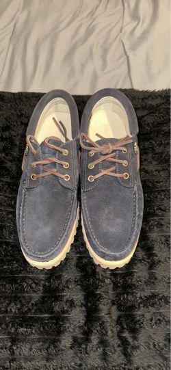 Navy Blue Suede Boat Shoes