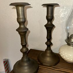 Brass vintage candle Stick Holders Pair