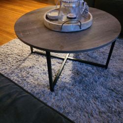 Coffee Table Gray Wood With Raw Iron Lags