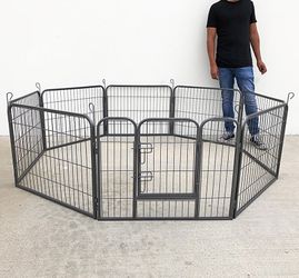 (New) $85 Heavy Duty 24” Tall Dog Pet Playpen Fence Gate, 8-Panels X (24” Tall X 32” Wide)