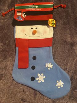 New! Merry Brite Holiday Jumbo Snowman Stocking