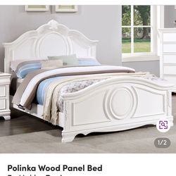 WHITE  WOOD PANEL BED YOUTH - FULL SIZE
