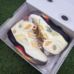 New Jordan 5 X Off White “Sail” Size 9M