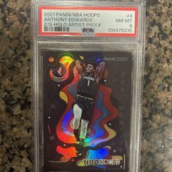 2021 NBA HOOPS Anthony Edwards Z/G Holo Artist Proof 7/25 PSA 8