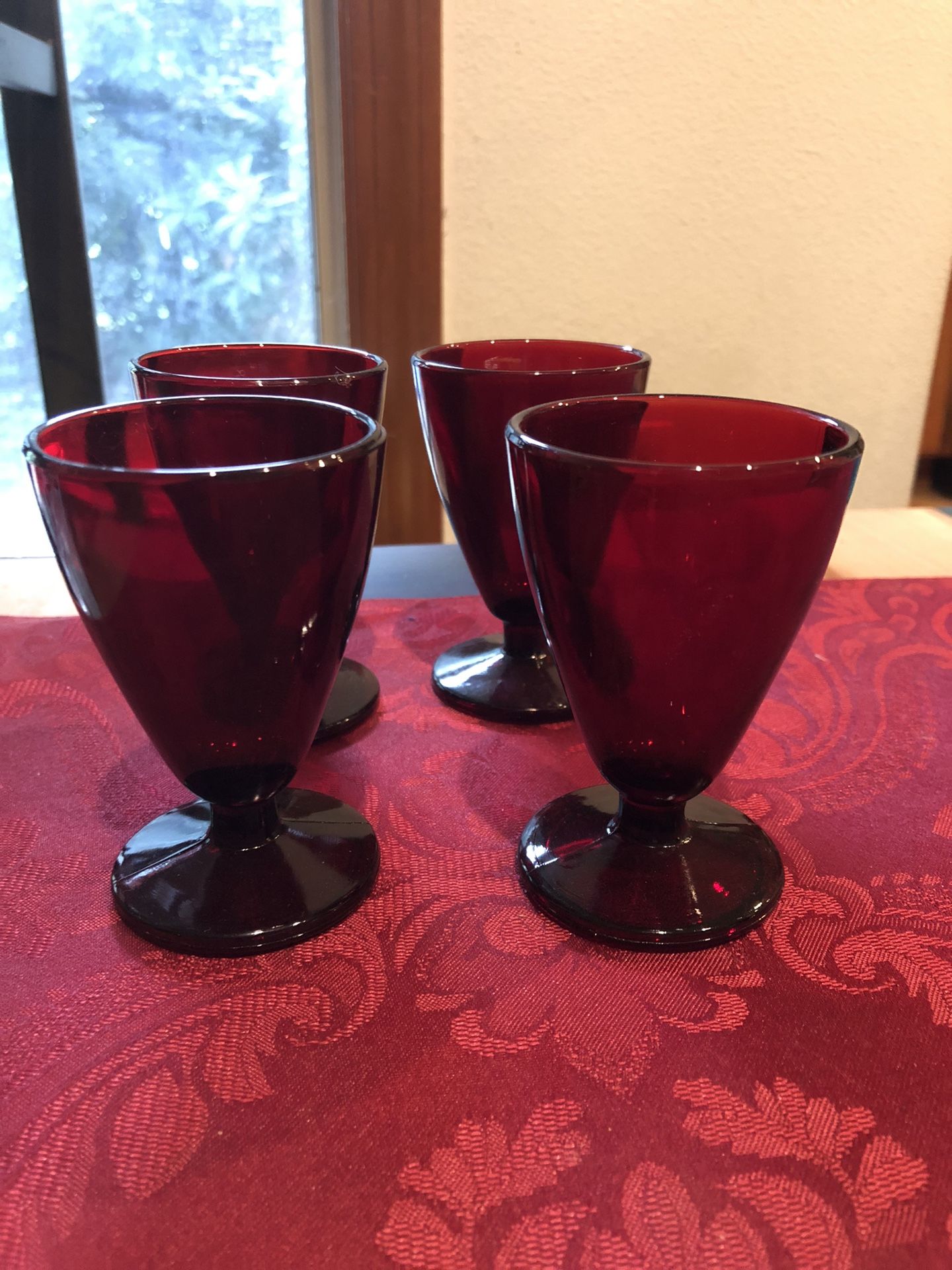 Vintage Ruby Red Footed Juice/cordials