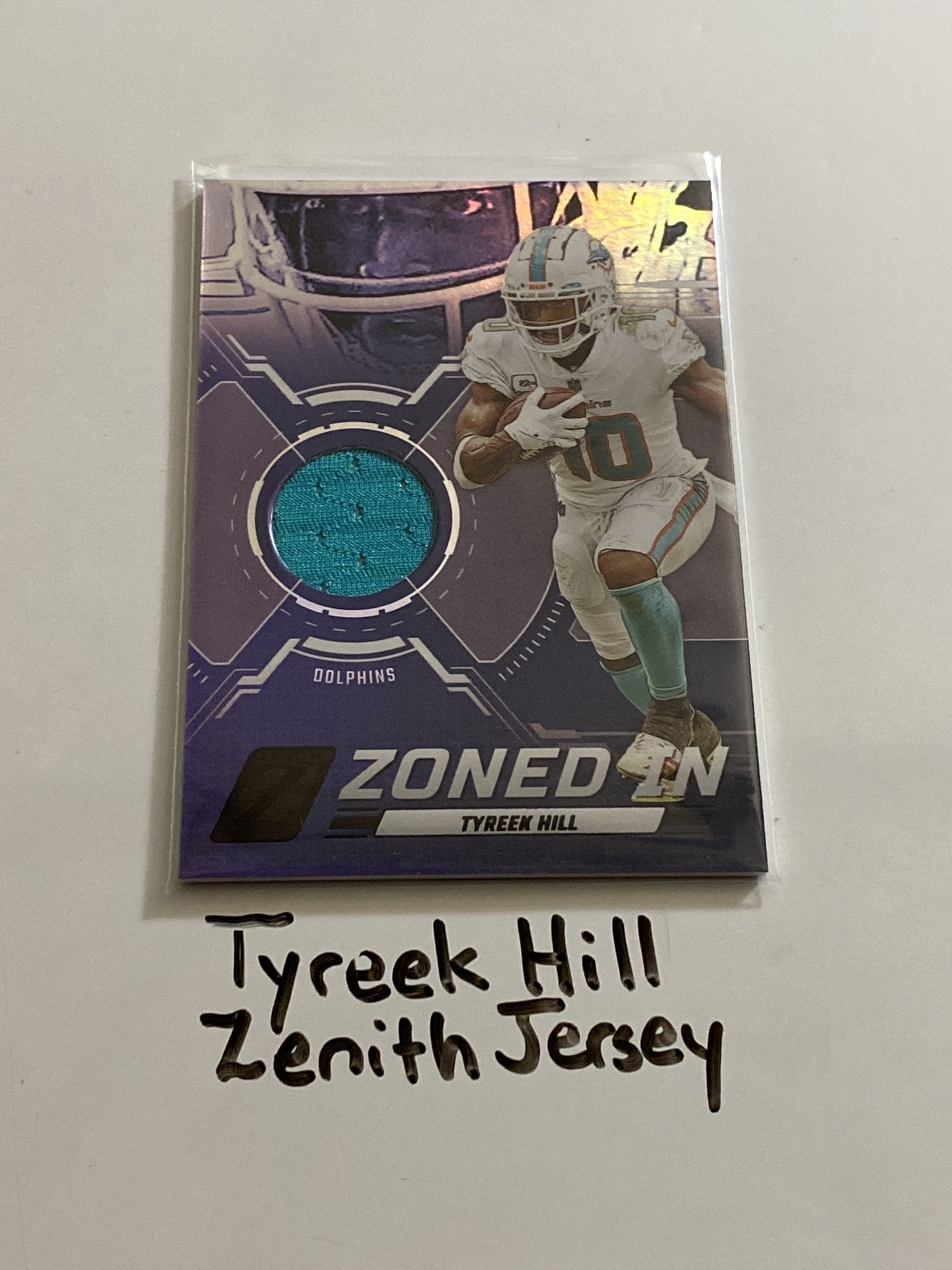 Tyreek Hill Miami Dolphins WR Zenith Short Print Insert Jersey Card. 