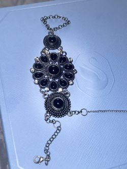 Bracelet Ring Black Design With Crystal