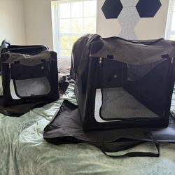 Like New Large and Medium size foldable travel dog crates for vehicle
