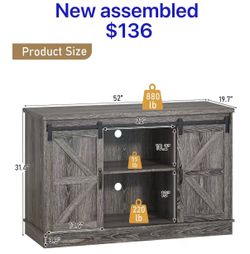 😀 Farmhouse 55-75 Gallon Fish Tank Stand with Power Outlet, Aquarium Stand w/Cabinet&Sliding Barn Door, Heavy Duty Reptile Tank Stand for Fish/Turtle