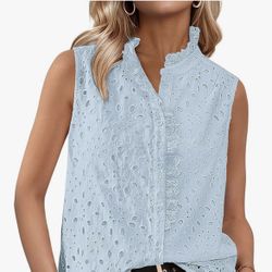 New BTBFM Light Blue Eyelet Ruffle Blouse