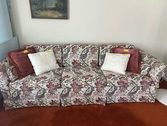 Floral Upholstered Three-Seat Sofa