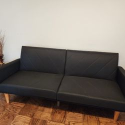 Like New Black Linen Futon Sofa Bed 