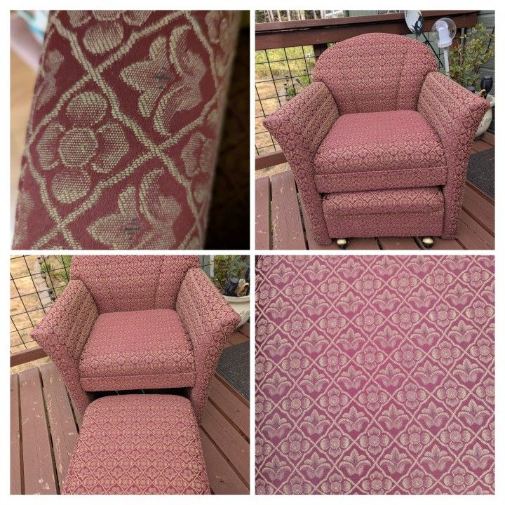 Small Red Chair And Ottoman (Used Good)