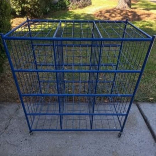 Blue Steel Rolling Storage Rack